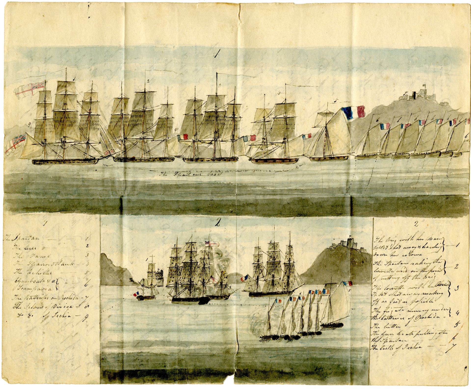 Watercolour of Naples naval battle