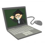 A professor on a laptop screen