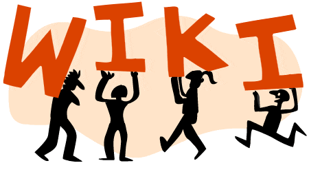 Stick people holding up the letters W I K I