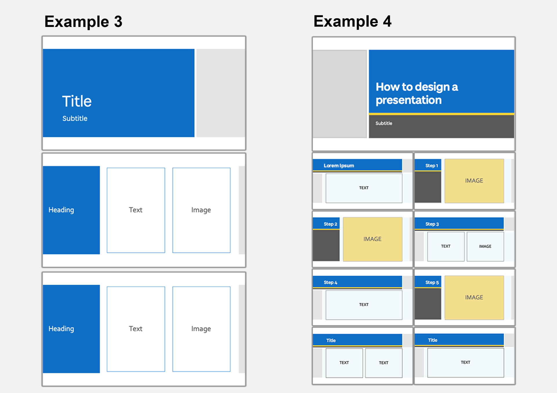Example 3 and 4 showing consistent presentation themes