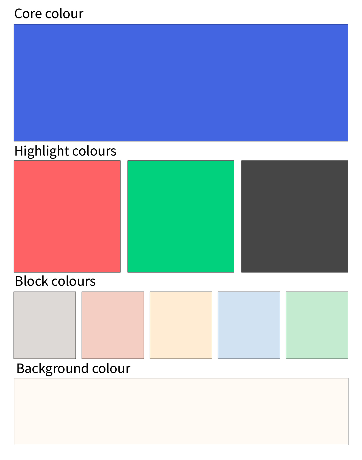 Image showing the colour palette used by the University of Dundee branding team