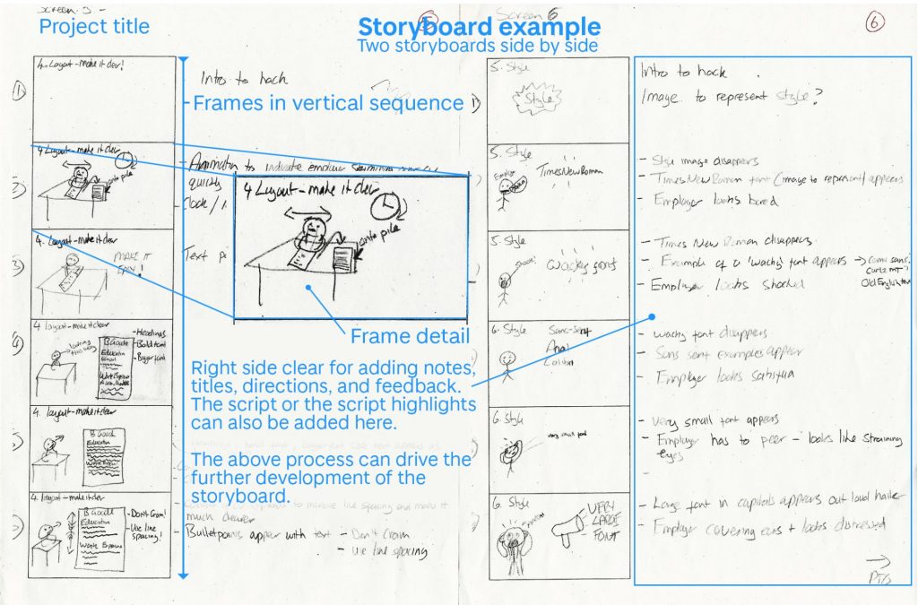 example of rough pencil storyboard