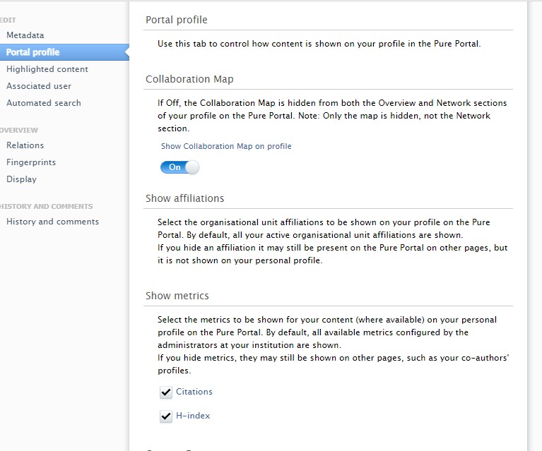 Screenshot of 'Portal profile' options window